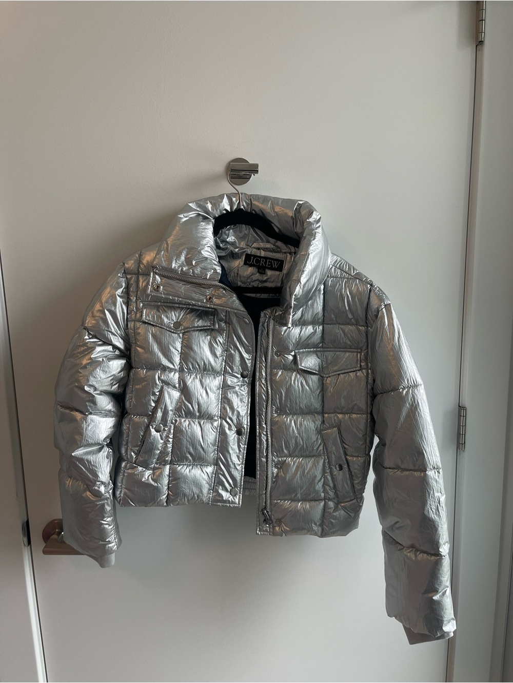 J. Crew Silver Puffer Jacket